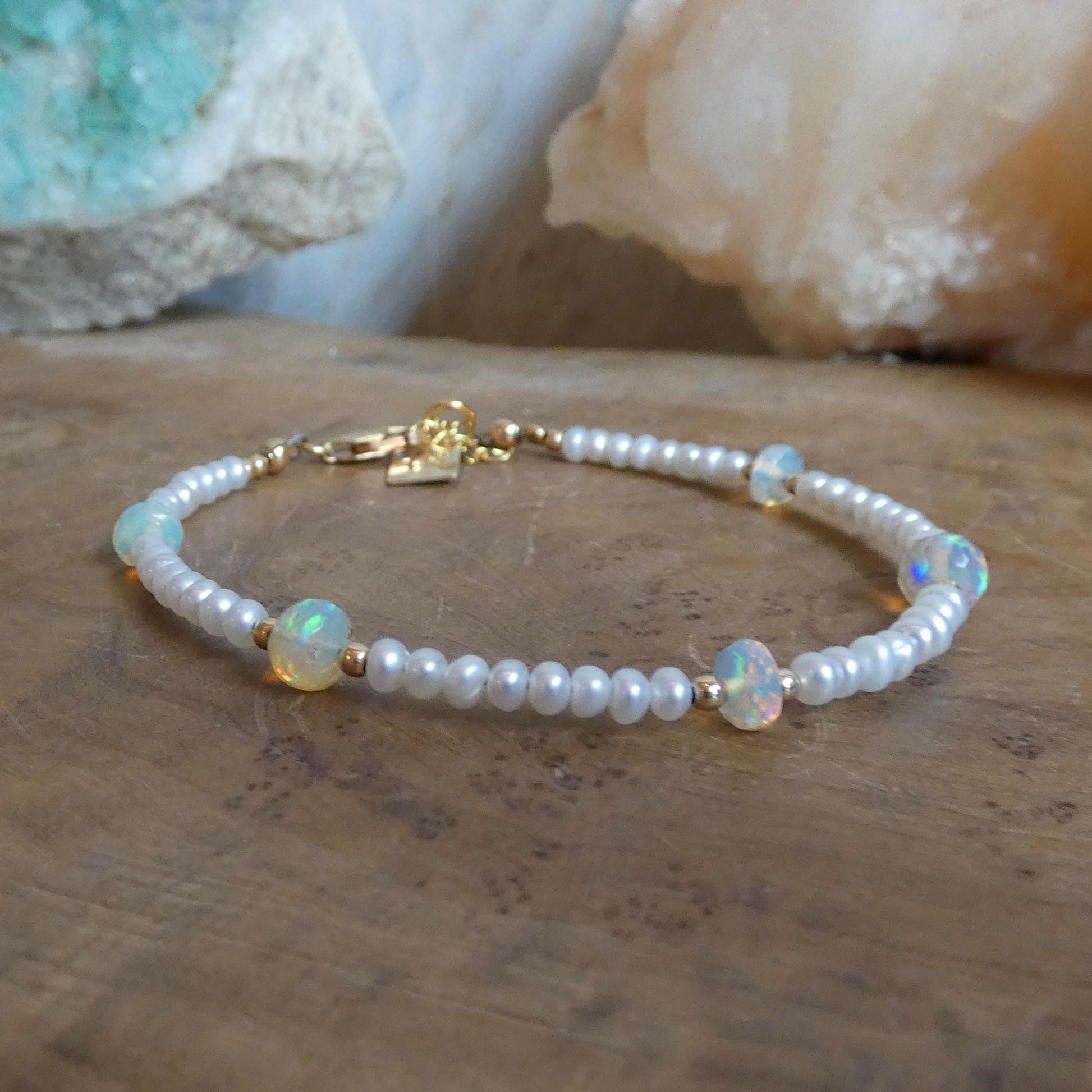 Ethiopian Opal Pearl Bracelet | Gold Filled