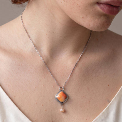 Spiny Oyster Freshwater Pearl Necklace | Sterling Silver