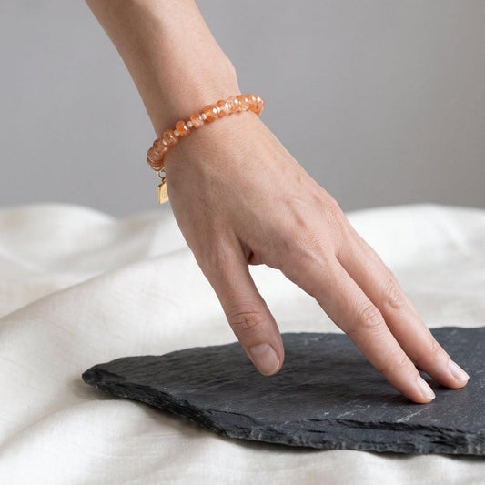 Oregon Sunstone Beaded Bracelet | 14 KT GF Clasp