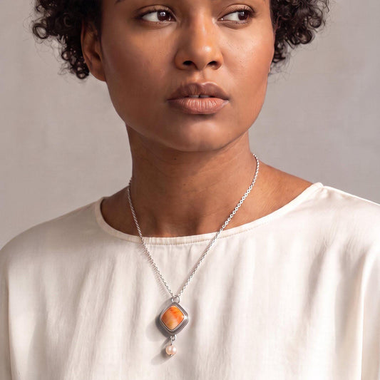 Spiny Oyster Freshwater Pearl Necklace | Sterling Silver