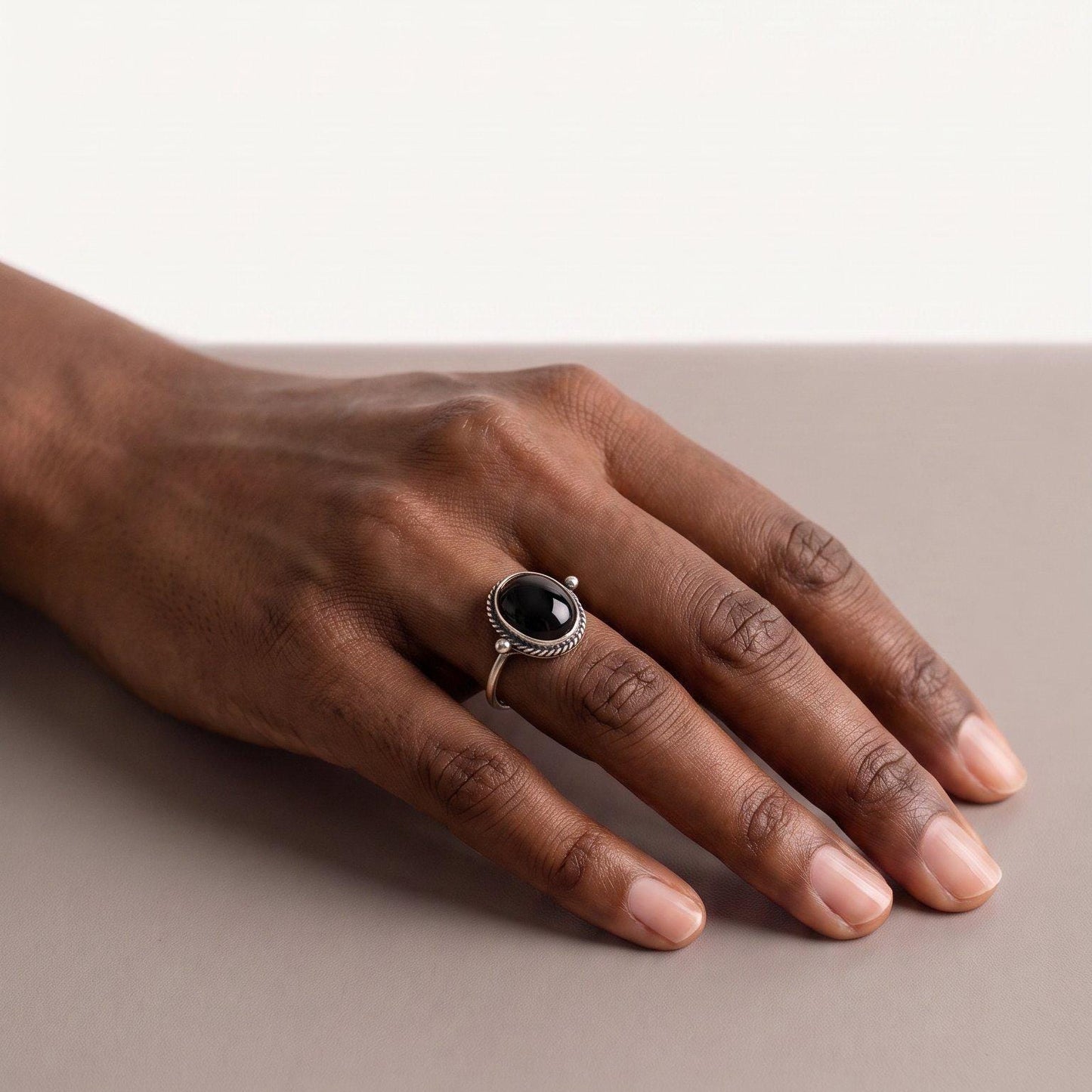 Black Onyx Delica Ring | Sterling Silver