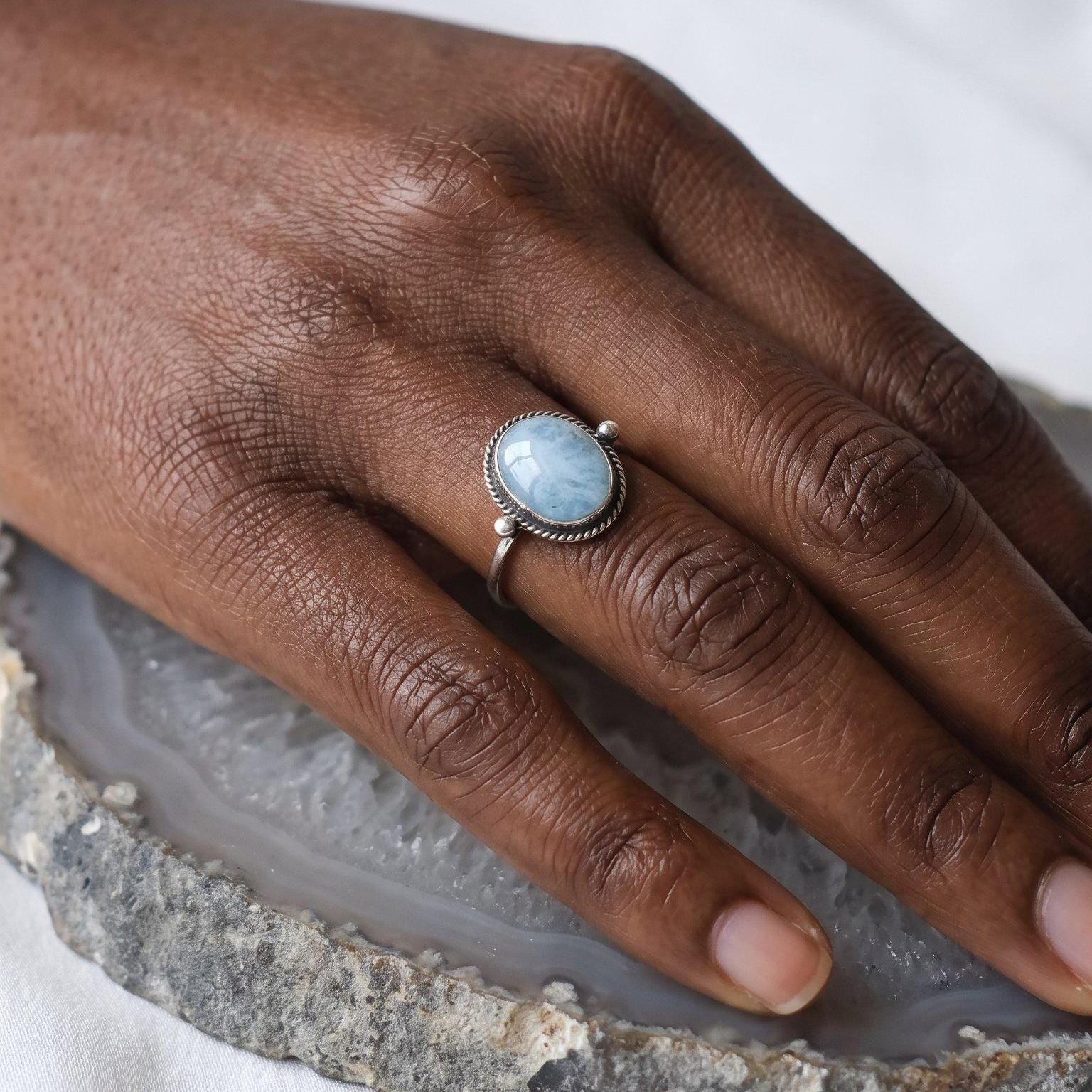Aquamarine Delica Ring | Sterling Silver