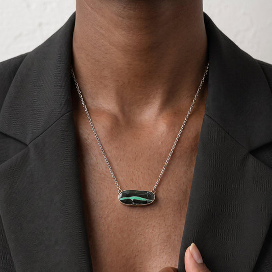 Black Jack Turquoise Bar Necklace | Sterling Silver