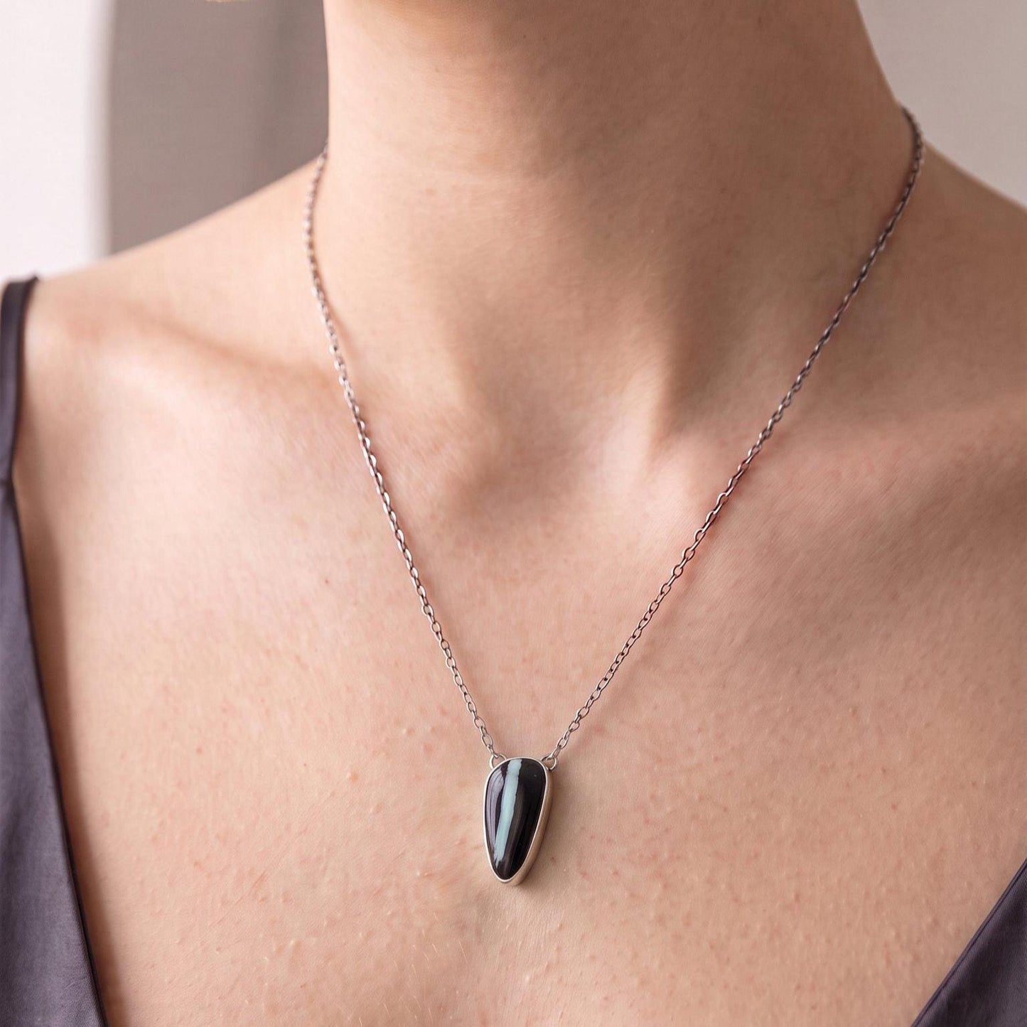 Black Jack Turquoise Necklace | Sterling Silver