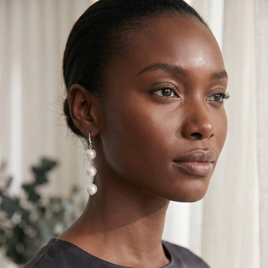 Big Freshwater Pearl Drop Earrings | Sterling Silver