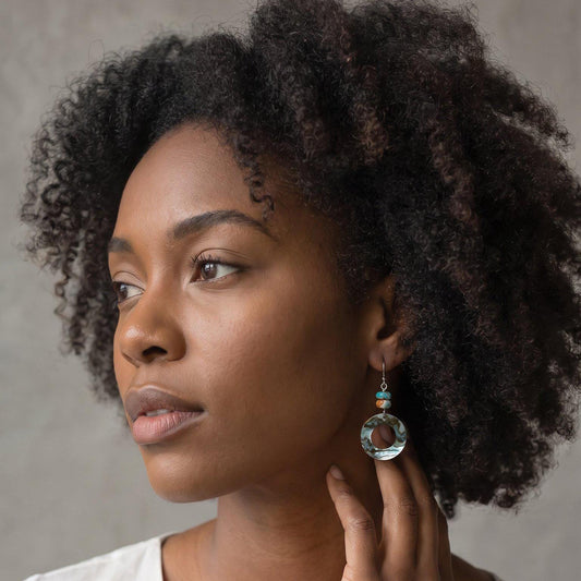 Spiny Oyster Turquoise and Abalone Earrings | Beaded Jewelry