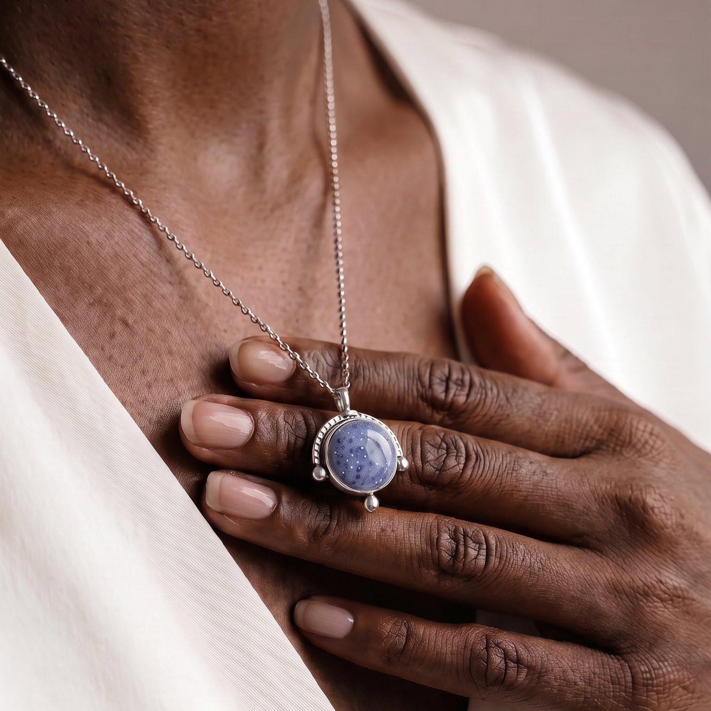 Blue Sponge Coral Pendant Necklace | Sterling Silver
