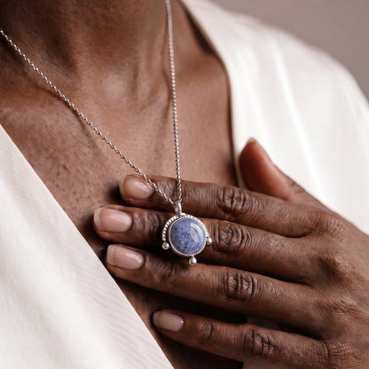 Blue Sponge Coral Pendant Necklace | Sterling Silver