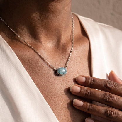 Turquoise Pendant With Chain | Sterling Silver
