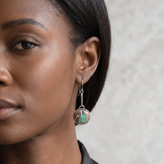 Royston Ribbon Turquoise Earrings | Sterling Silver