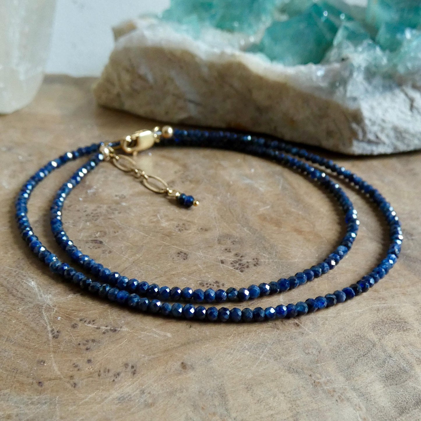 AAA Blue Sapphire Beaded Necklace | 14 KT GF