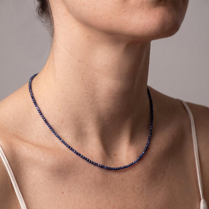 AAA Blue Sapphire Beaded Necklace | 14 KT GF
