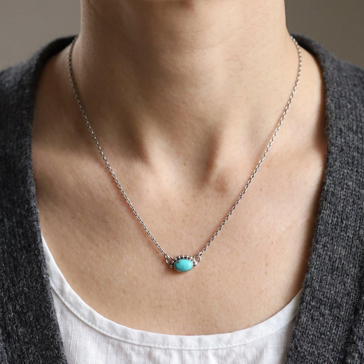 Dainty Turquoise Necklace | Sterling Silver