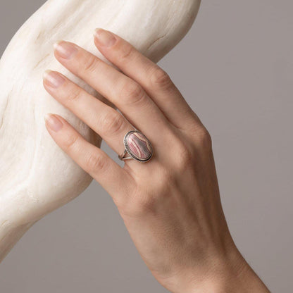 Rhodochrosite Boho Ring | Sterling Silver