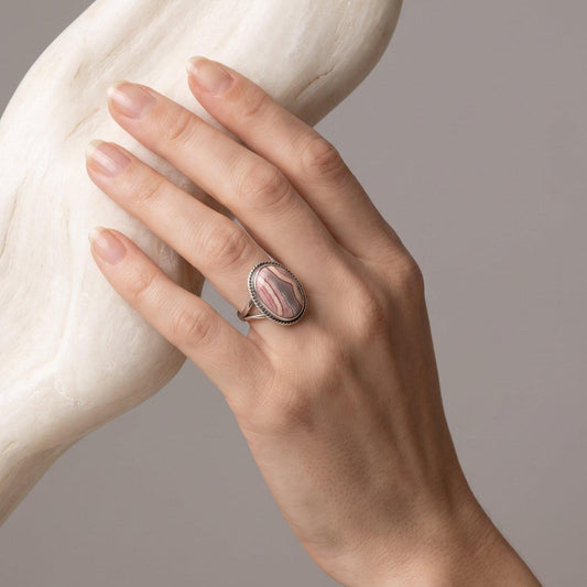 Rhodochrosite Boho Ring | Sterling Silver