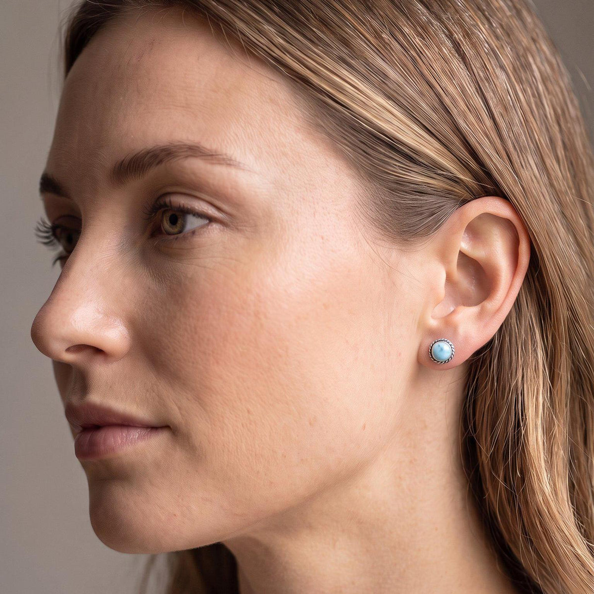 Larimar Stud Earrings | Sterling Silver