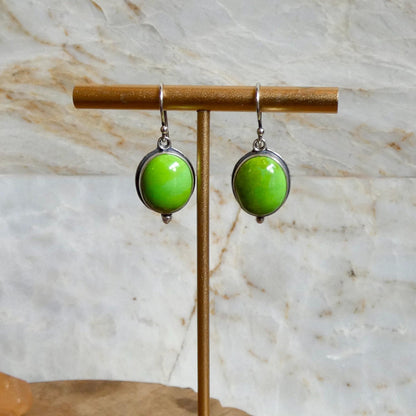 Green Turquoise Drop Earrings | Sterling Silver
