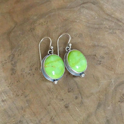 Green Turquoise Drop Earrings | Sterling Silver