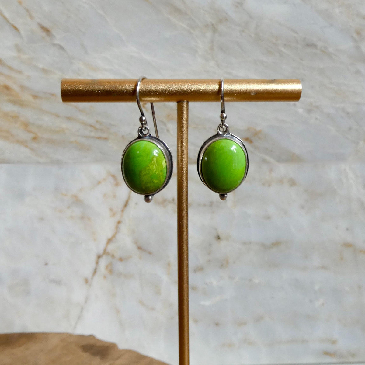 Green Turquoise Drop Earrings | Sterling Silver