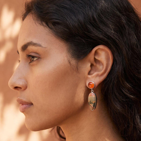 Red Creek Jasper and Carnelian Drop Earrings | Sterling Silver | Choose Your Pair