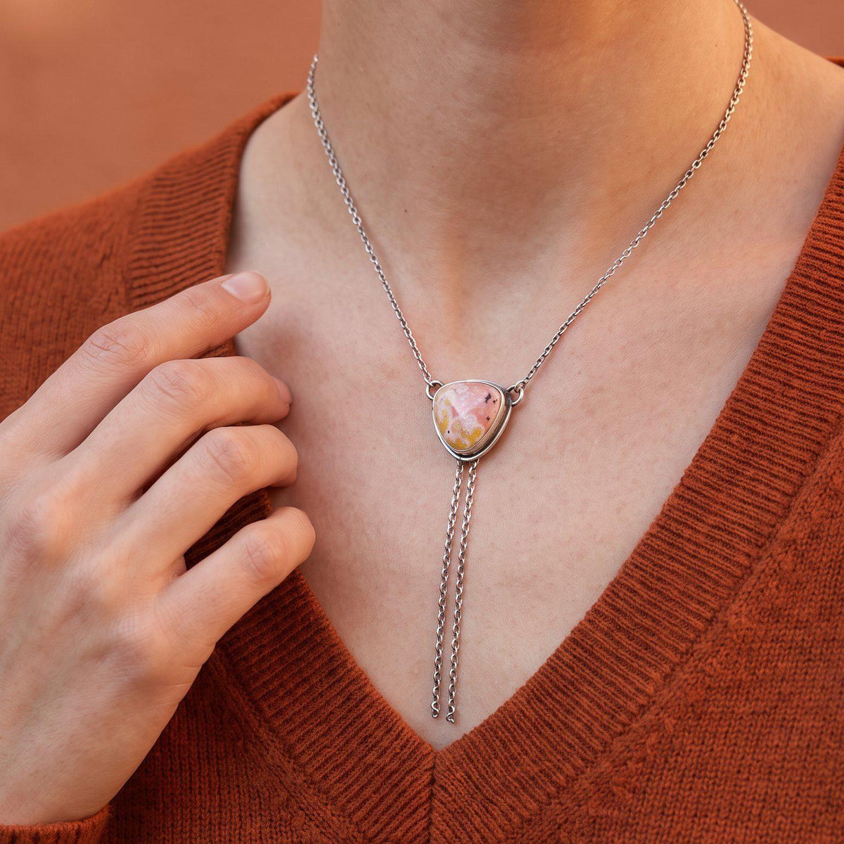 Ocean Jasper Y Necklace | Sterling Silver