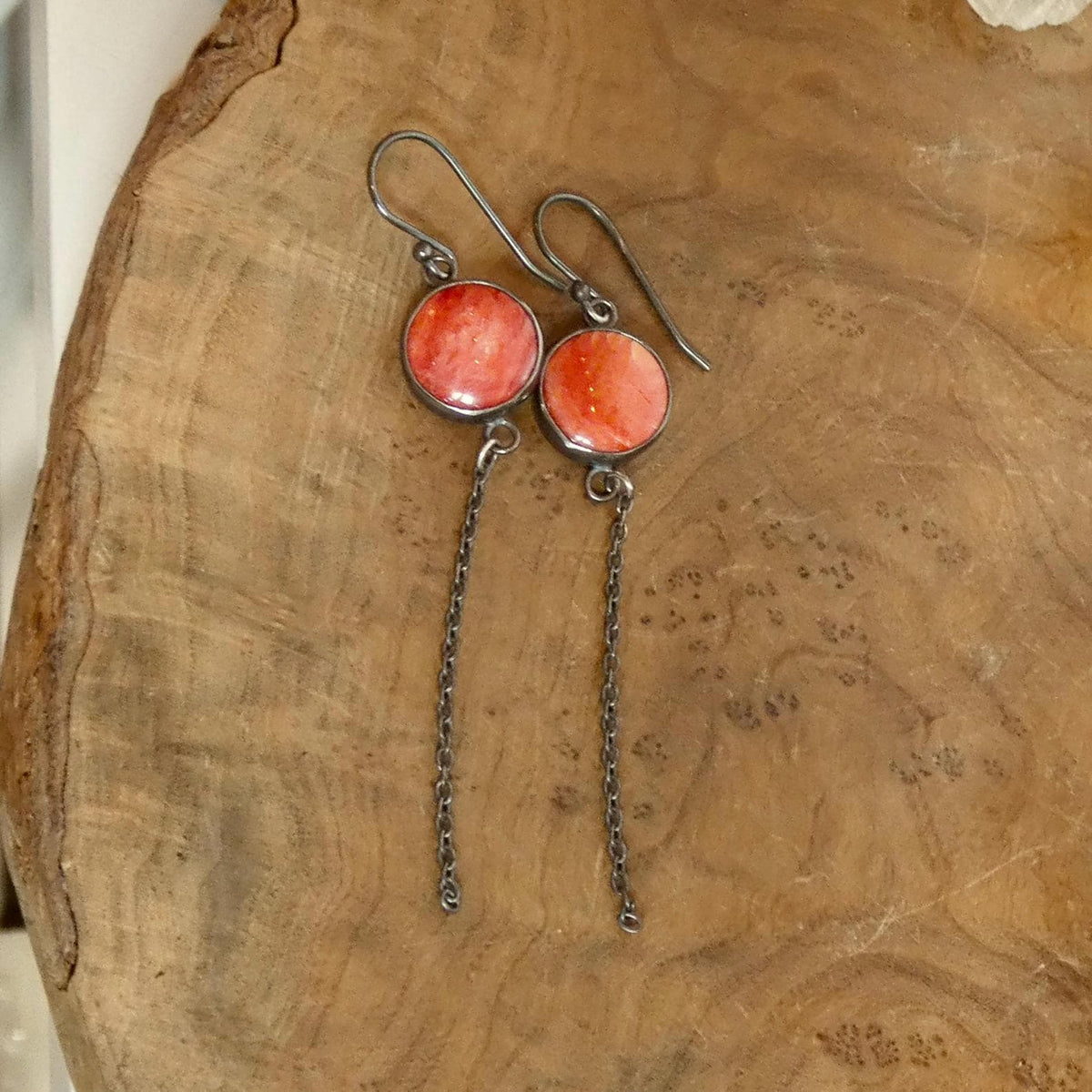 Spiny Oyster Chain Earrings | Sterling Silver