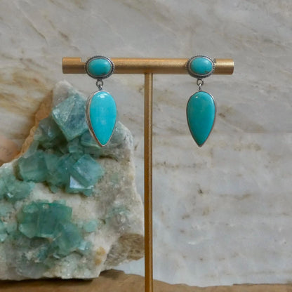 Turquoise Post Drop Earrings | Sterling Silver | Choose Your Pair