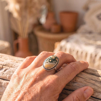 Ocean Jasper Boho Ring | Sterling Silver | Choose your AAA Stone