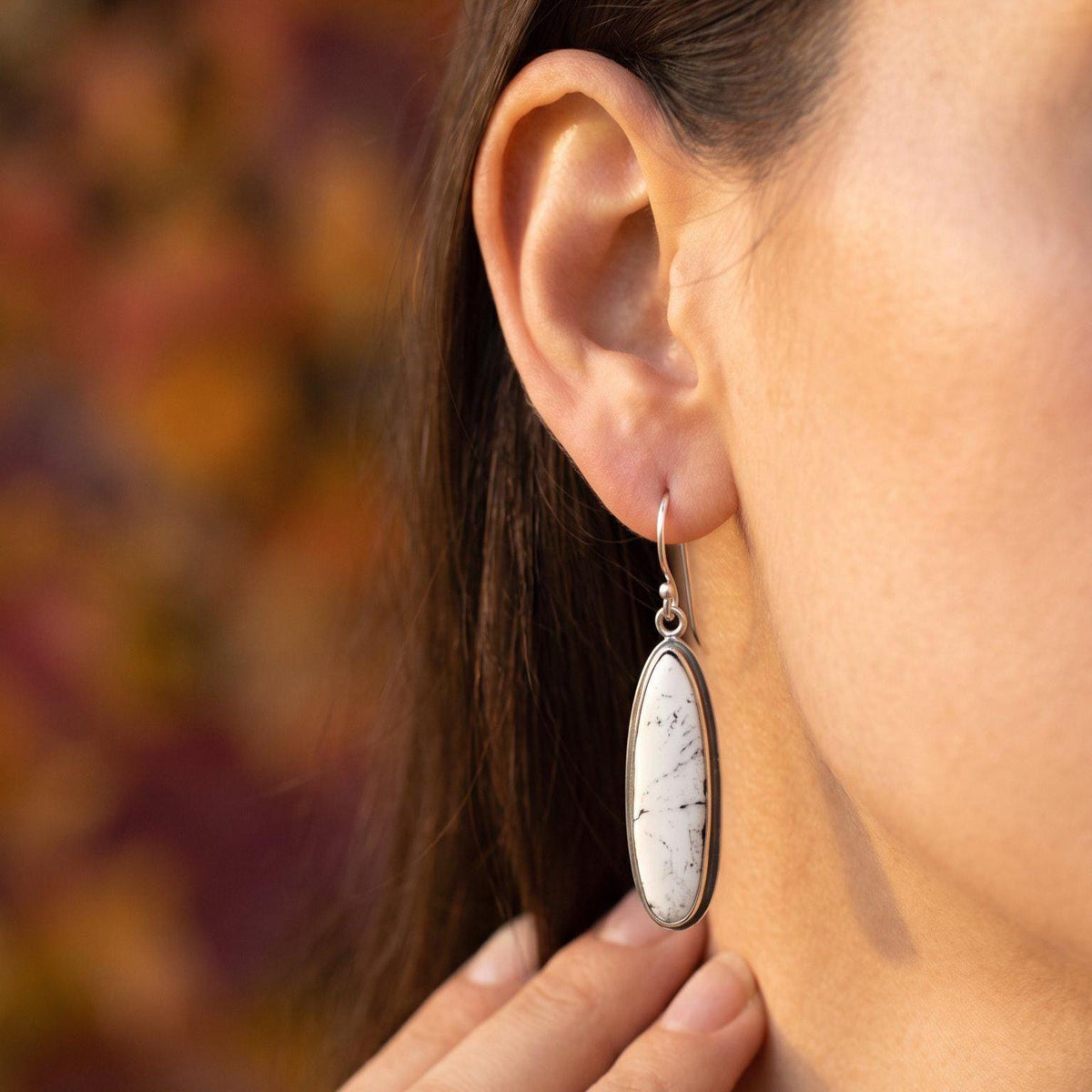 White Buffalo Drop Earrings | Sterling Silver | Choose Your Pair