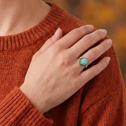 Custom Natural Turquoise Delica Ring -Sterling Silver - Choose Your Stone