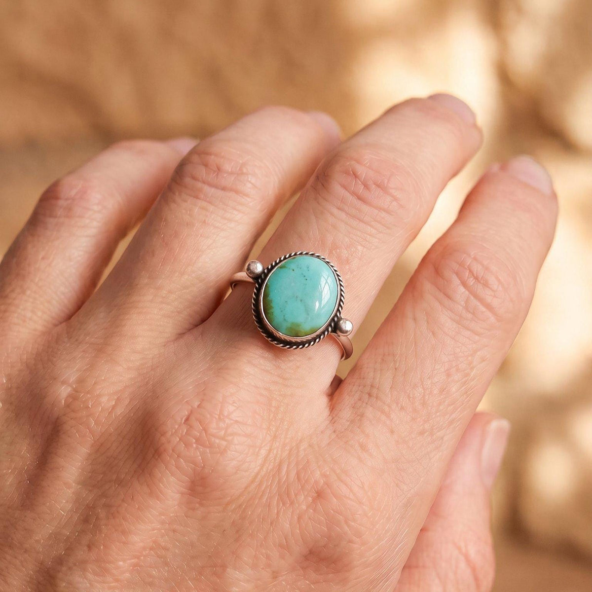 Custom Natural Turquoise Delica Ring -Sterling Silver - Choose Your Stone
