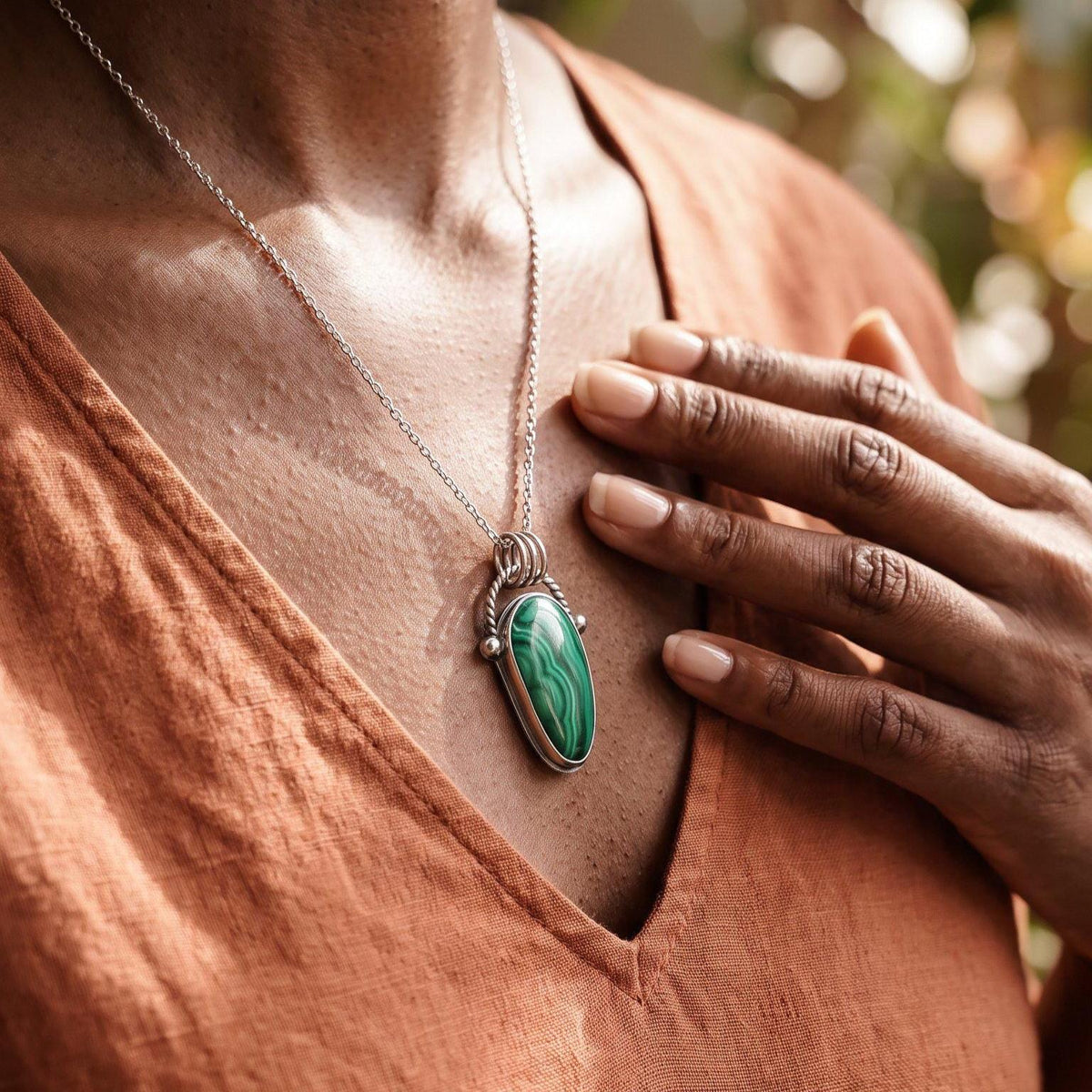 Malachite CUSTOM Boho Pendant | Sterling Silver