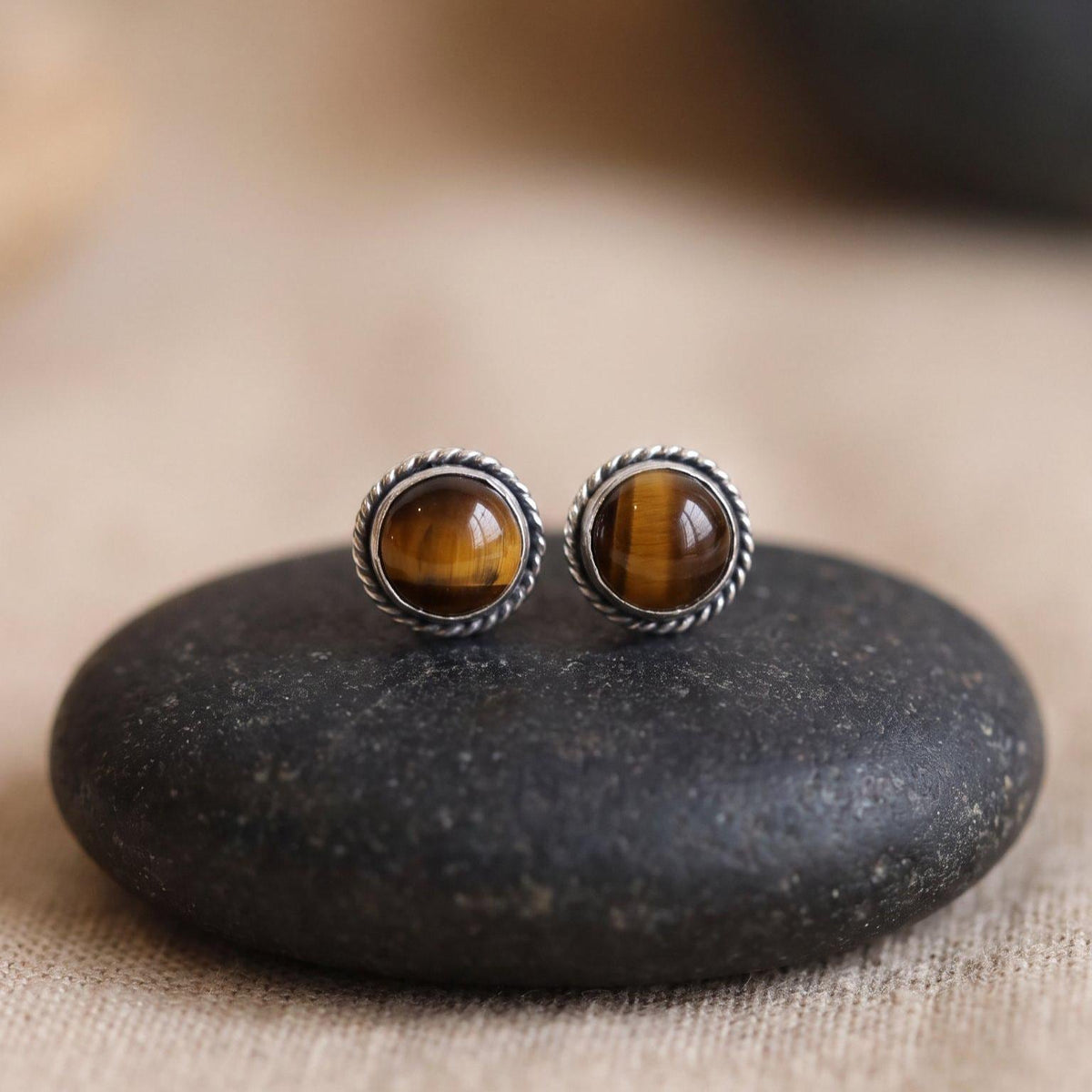 Tiger's Eye Posts - Sterling Silver