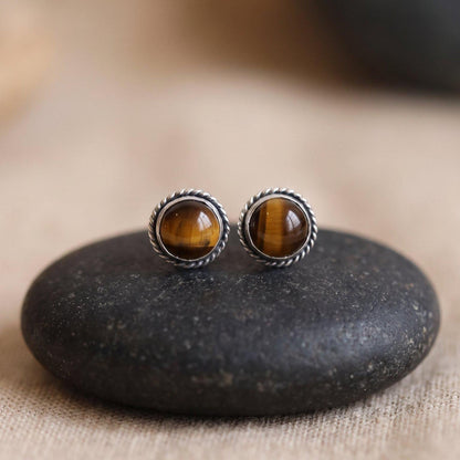Tiger's Eye Posts - Sterling Silver