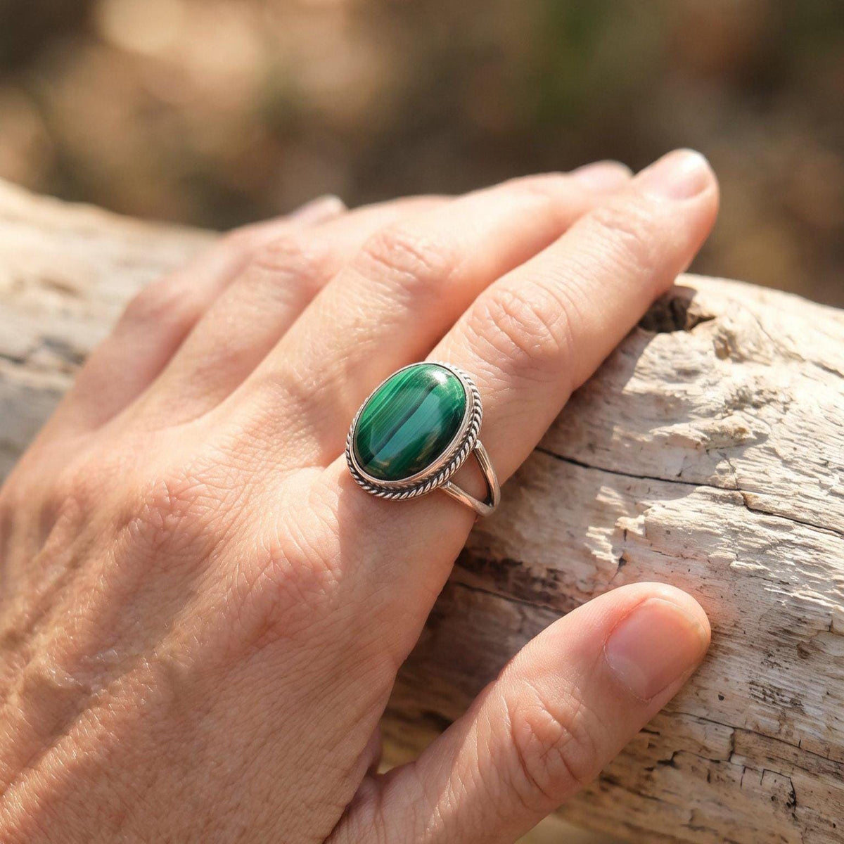 Malachite Boho Ring | Sterling Silver | Choose Your Stone