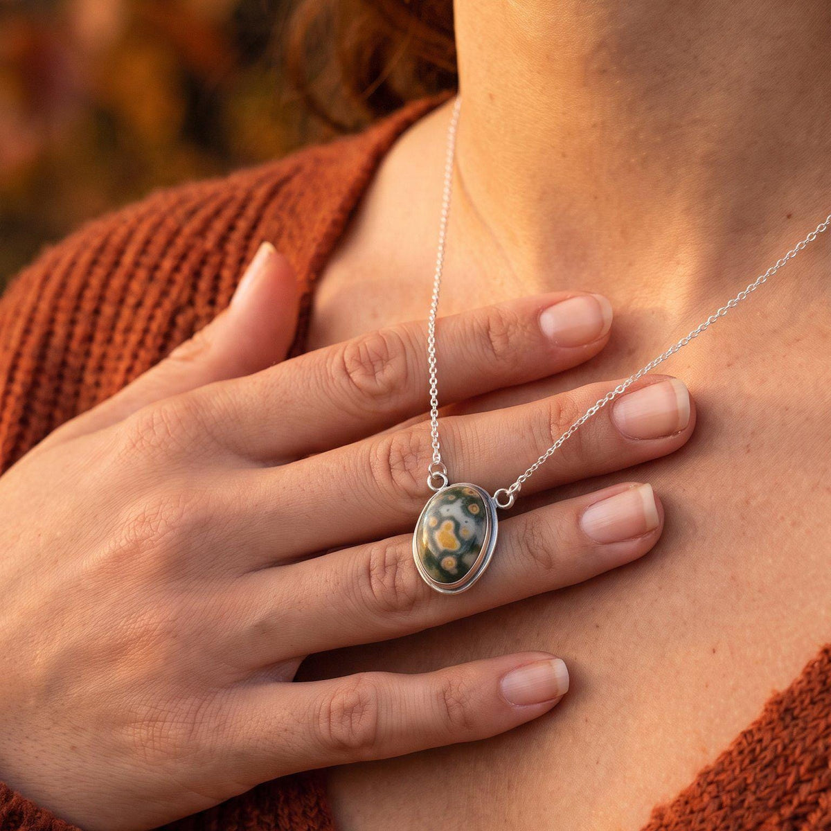 Ocean Jasper Fixed Pendant Necklace | Sterling Silver | Choose Your Piece