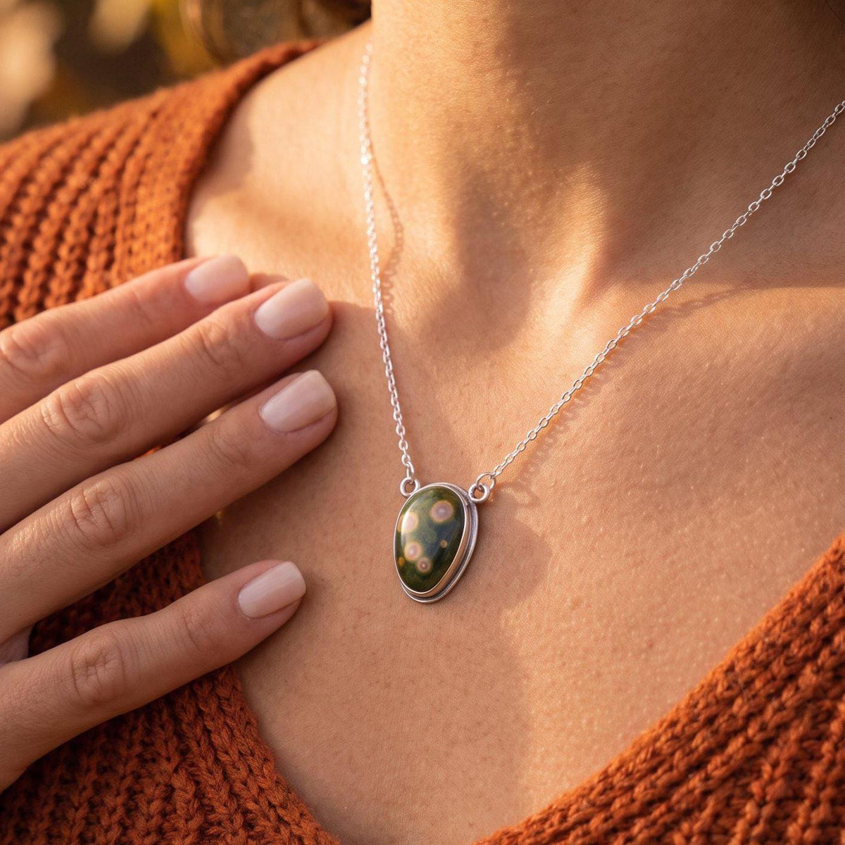 Ocean Jasper Fixed Pendant Necklace | Sterling Silver | Choose Your Piece