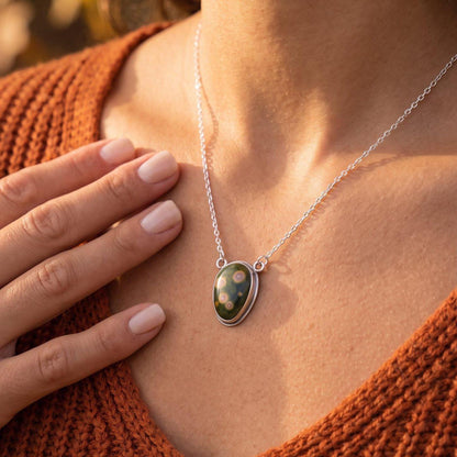 Ocean Jasper Fixed Pendant Necklace | Sterling Silver | Choose Your Piece
