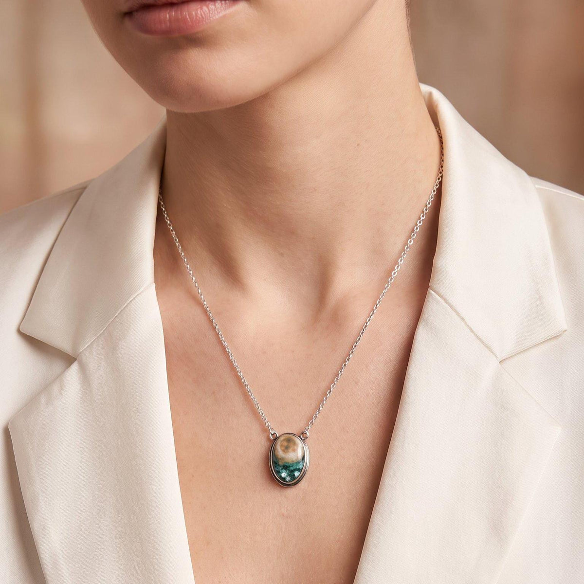Ocean Jasper Fixed Pendant Necklace | Sterling Silver | Choose Your Piece