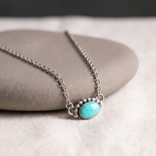 Dainty Turquoise Necklace | Sterling Silver