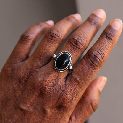 Black Onyx Lasso Ring | Sterling Silver