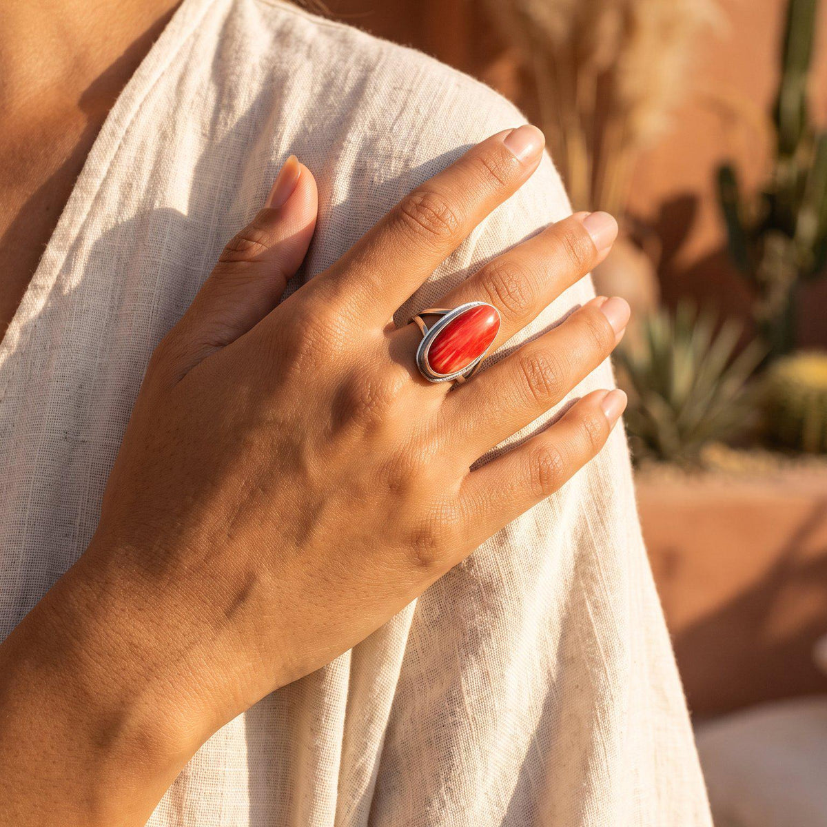 Spiny Oyster Boho Ring | Sterling Silver