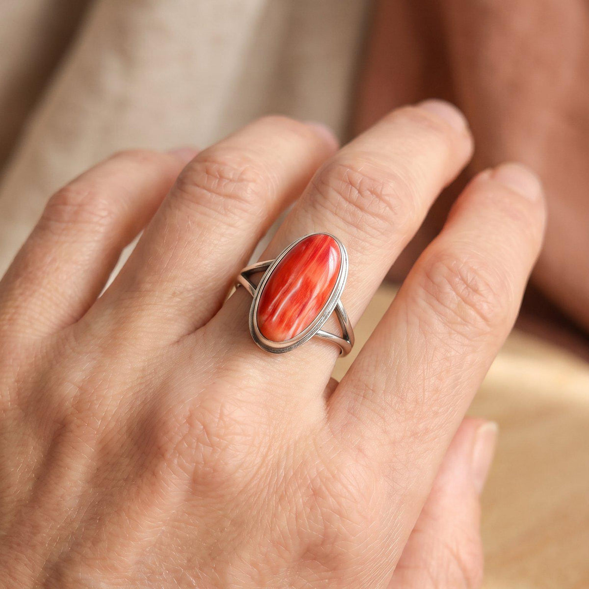 Spiny Oyster Boho Ring | Sterling Silver