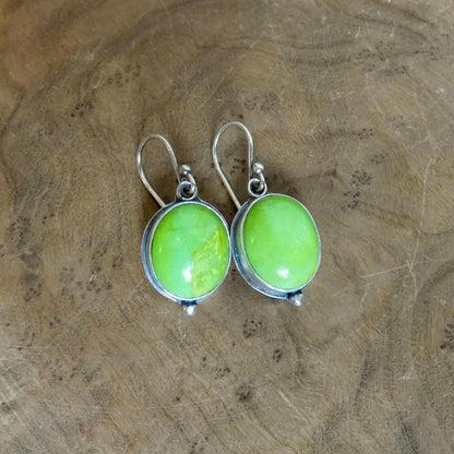 Green Turquoise Drop Earrings | Sterling Silver