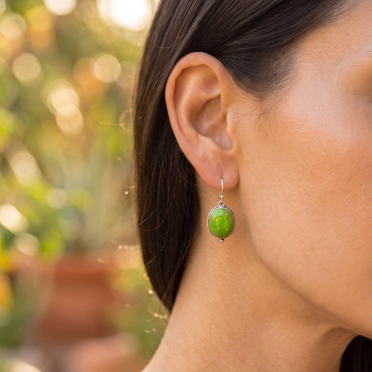 Green Turquoise Drop Earrings | Sterling Silver