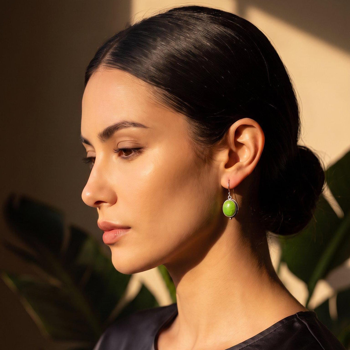 Green Turquoise Drop Earrings | Sterling Silver
