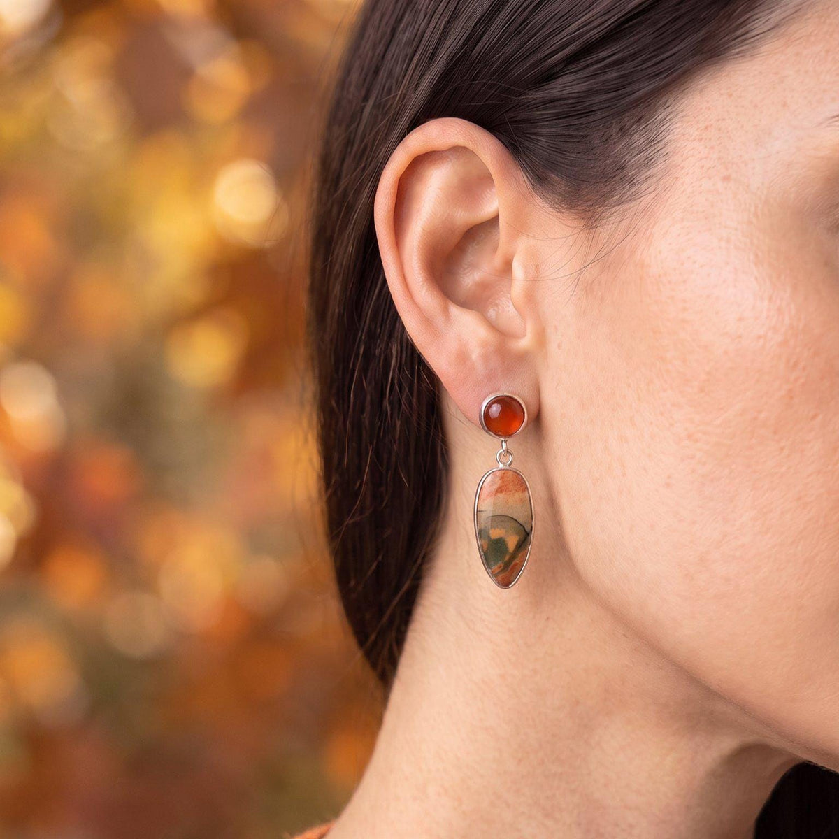Red Creek Jasper and Carnelian Drop Earrings | Sterling Silver | Choose Your Pair