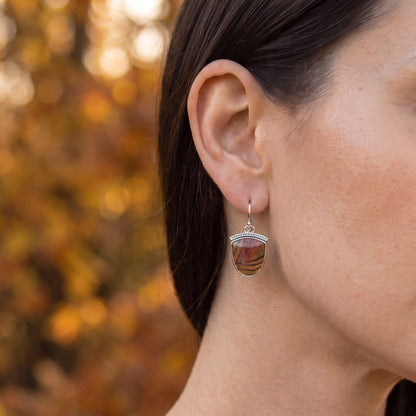 Red Creek Jasper Hammered Drop Earrings | Sterling Silver |Choose Your Pair