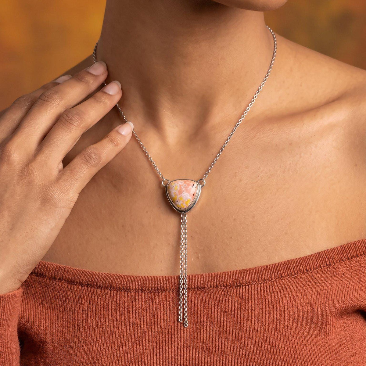 Ocean Jasper Y Necklace | Sterling Silver
