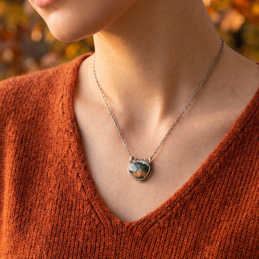 Ocean Jasper Pendant | Sterling Silver